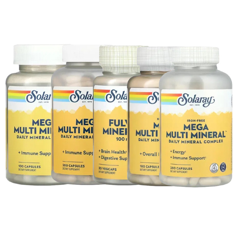 Solaray复合综合超多矿物质Daily无铁Mega Multi Fulvic Minerals