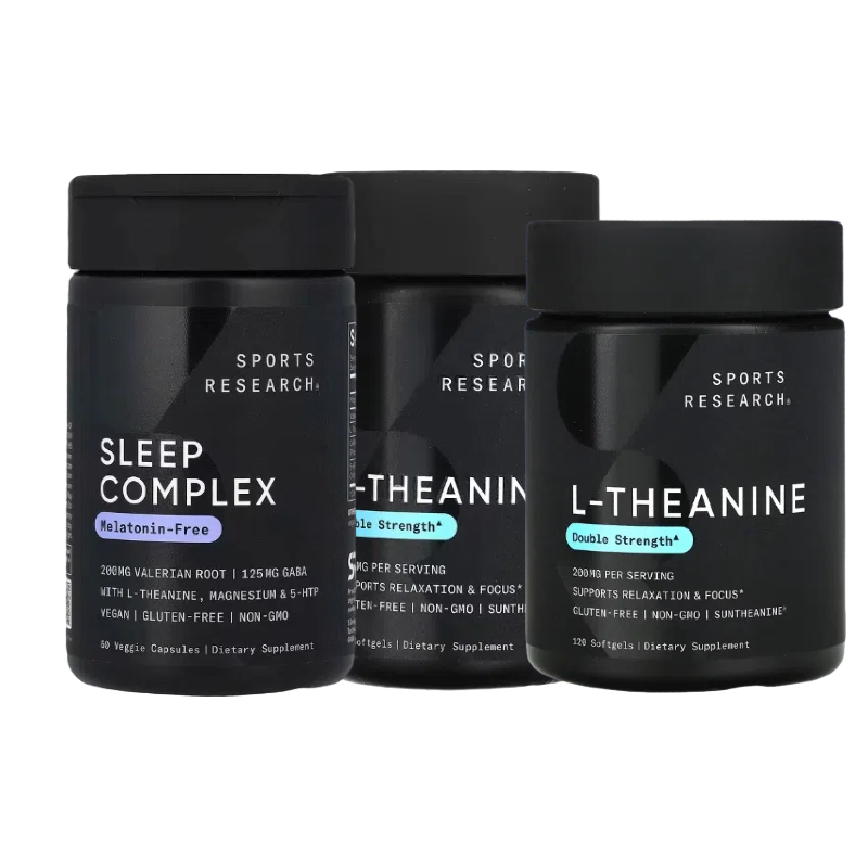 Sports Research睡复合物眠无褪黑素荷尔蒙L-茶氨酸双倍200毫克