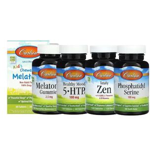 Carlson儿童Totally咀嚼Zen褪黑素5 B族 HTP磷脂酰GABA丝茶氨酸PS