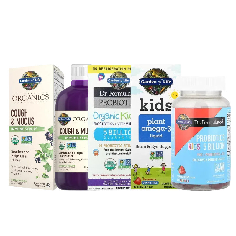 Garden of Life婴幼儿童植物Omega-3 DHA糖浆IMMUNE接骨木SLEEP