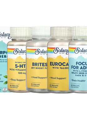 Solaray 5-HTP维生素C+B-6 Briteside Joy提升配方Eurocalm含缬草