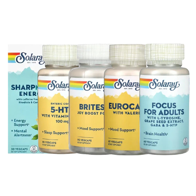 Solaray 5-HTP维生素C+B-6 Briteside Joy提升配方Eurocalm含缬草
