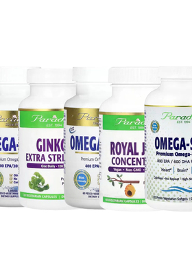 Paradise Herbs浓缩蜂王统领浆银杏Omega -3 Sure鱼油Pesco软凝胶