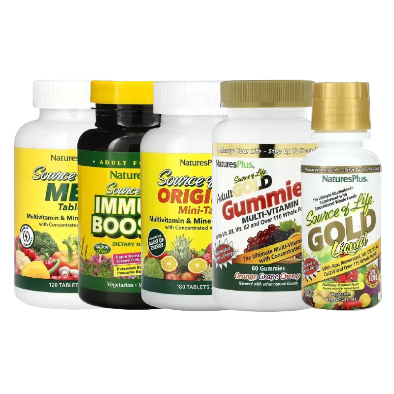 NaturesPlus机体生命之源抵黄金液抗多维生素咀嚼片软糖每日一片
