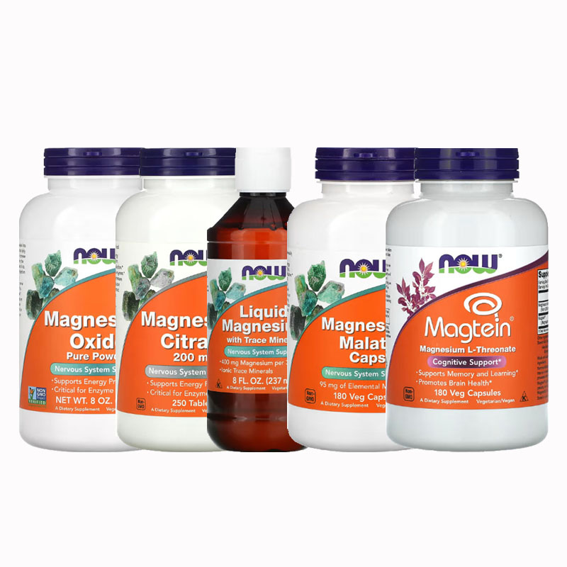 NOW FOODS苏糖酸镁柠檬酸镁液态镁碳酸钙氧化镁苹果酸门冬酸钾镁