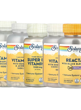 Solaray含玫瑰果针叶樱桃浓缩生物类黄酮缓释冲维生素C粉Reacta-C