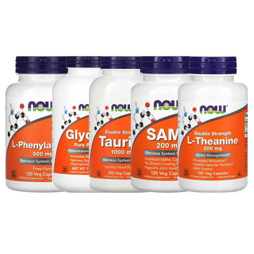 NOW FOODS茶氨酸脯氨酸蛋氨酸SAMe苯丙氨酸组氨酸甘氨酸牛磺酸