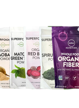 MRM Nutrition含酶益生元有机纤维抹茶绿茶未加工态螺旋藻粉胶囊