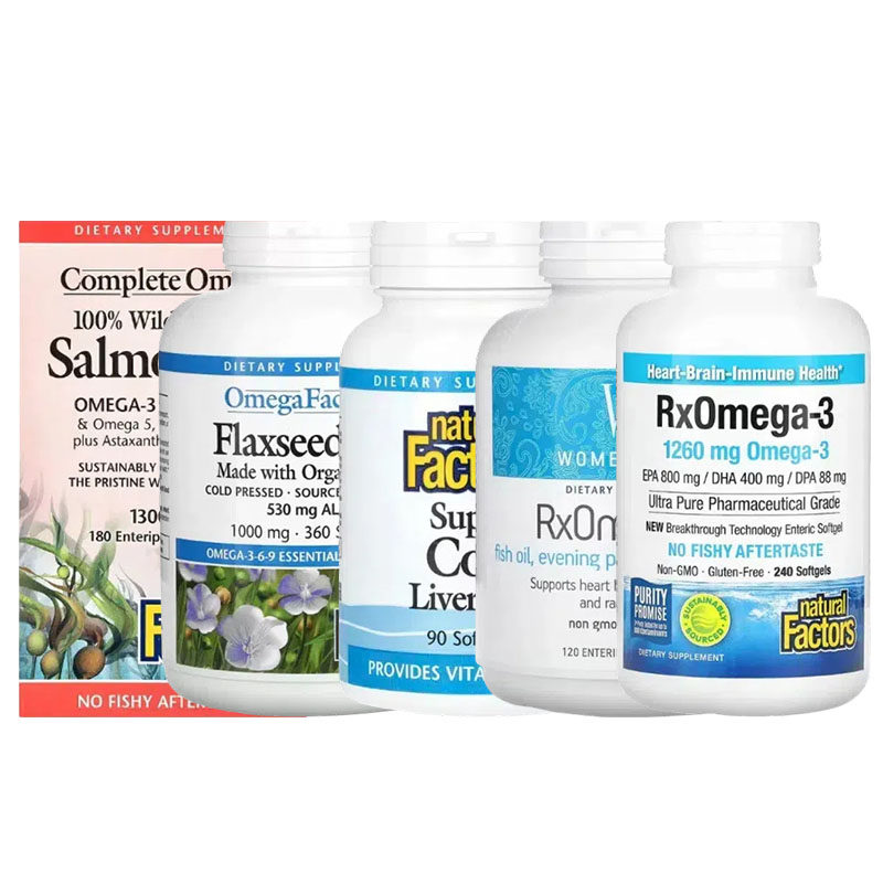 Natural Factors女 Complete野生阿拉斯加鲑鱼Rx Omega-3亚麻籽油