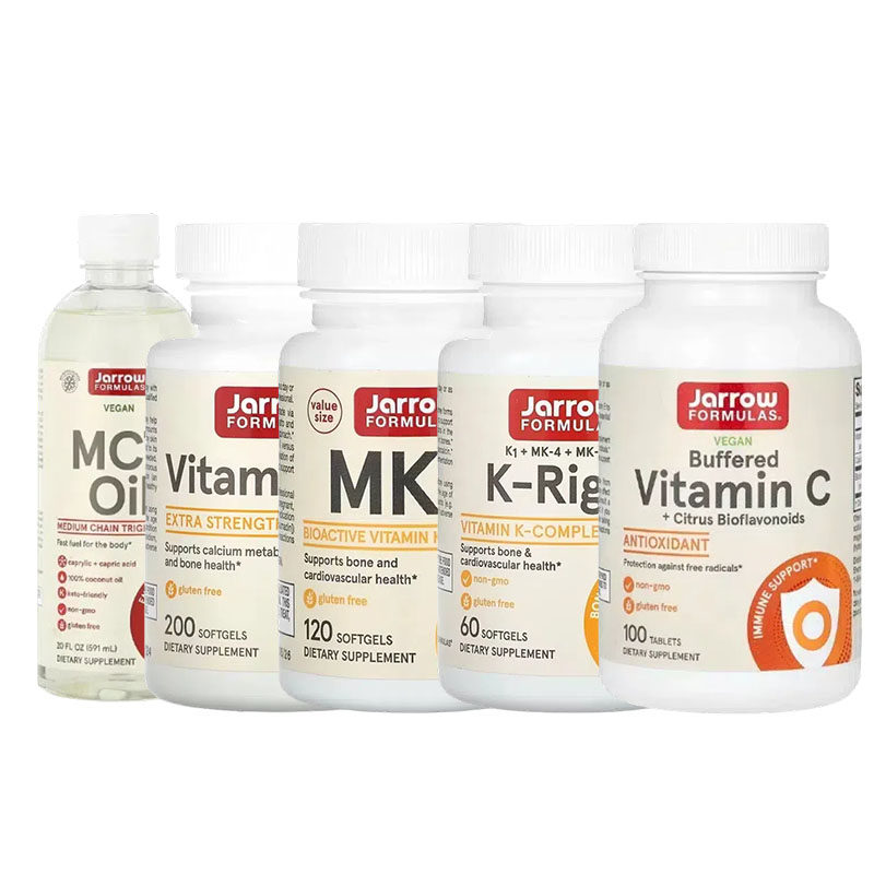 Jarrow Formulas全素V缓冲维生素C中链甘油三酯D3油MK-7槲皮素E K