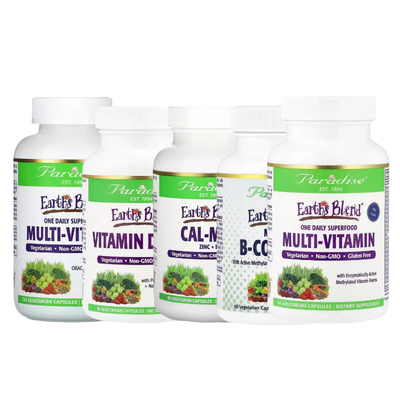 Paradise Herbs复合Nature's生物维生素B Earth's Blend与C D3+K2