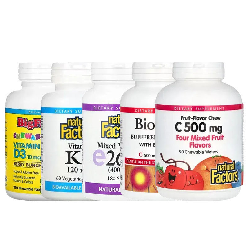 Natural Factors全素天然水果混合缓冲释维生素C槲皮素E咀嚼片D3A