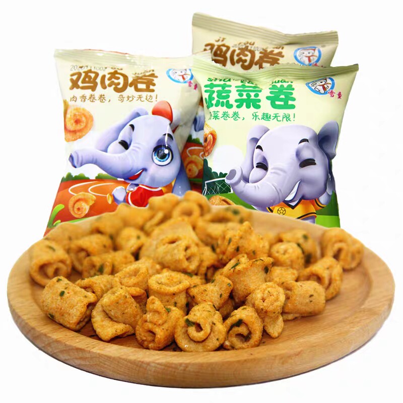 雪童蔬菜卷小零食膨化鸡肉卷心脆麻辣休闲办公室怀旧美味小吃整箱图片