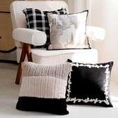 黑白色法式 奶油风抱枕套高级感枕套民宿沙发靠枕靠背床上靠垫ins