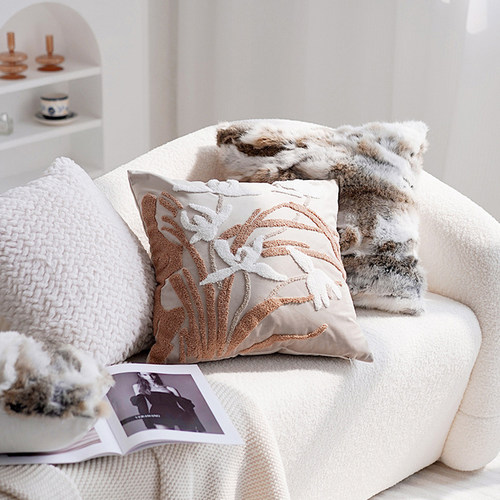 ins北欧立体花刺绣沙发靠枕抱枕