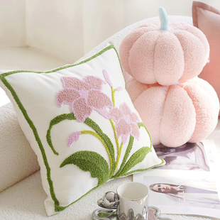 可爱绿色奶油风抱枕套客厅沙发靠枕靠背花卉民宿风铃床头飘窗靠垫