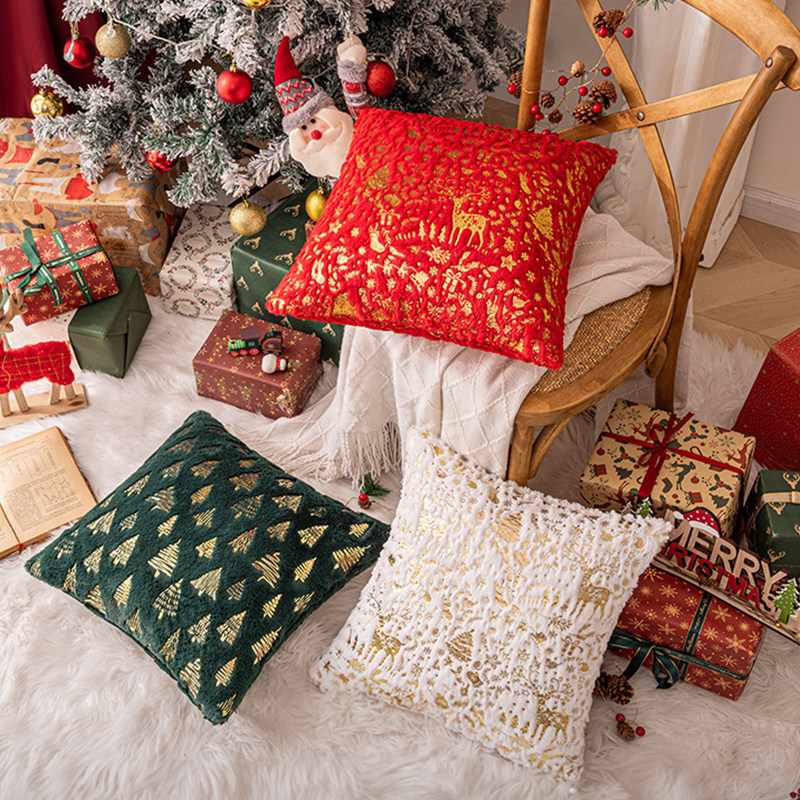 圣诞沙发抱枕套靠垫红色圣诞树