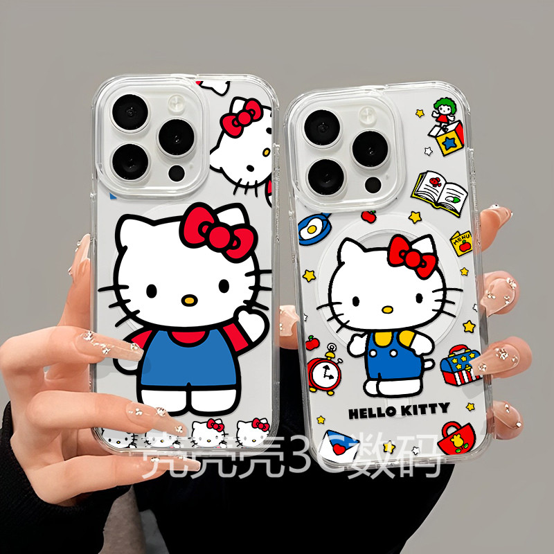 kitty磁吸手机壳可爱凯蒂猫适用于iPhone17苹果16promax手机壳透明磁吸15/14保护套11/12/16E三星S26/S24/S25图片