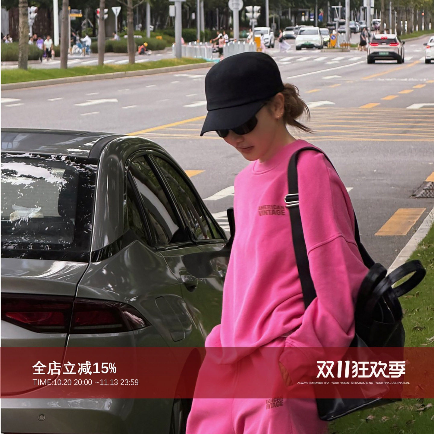 楚妞纯棉印花圆领卫衣秋季新款