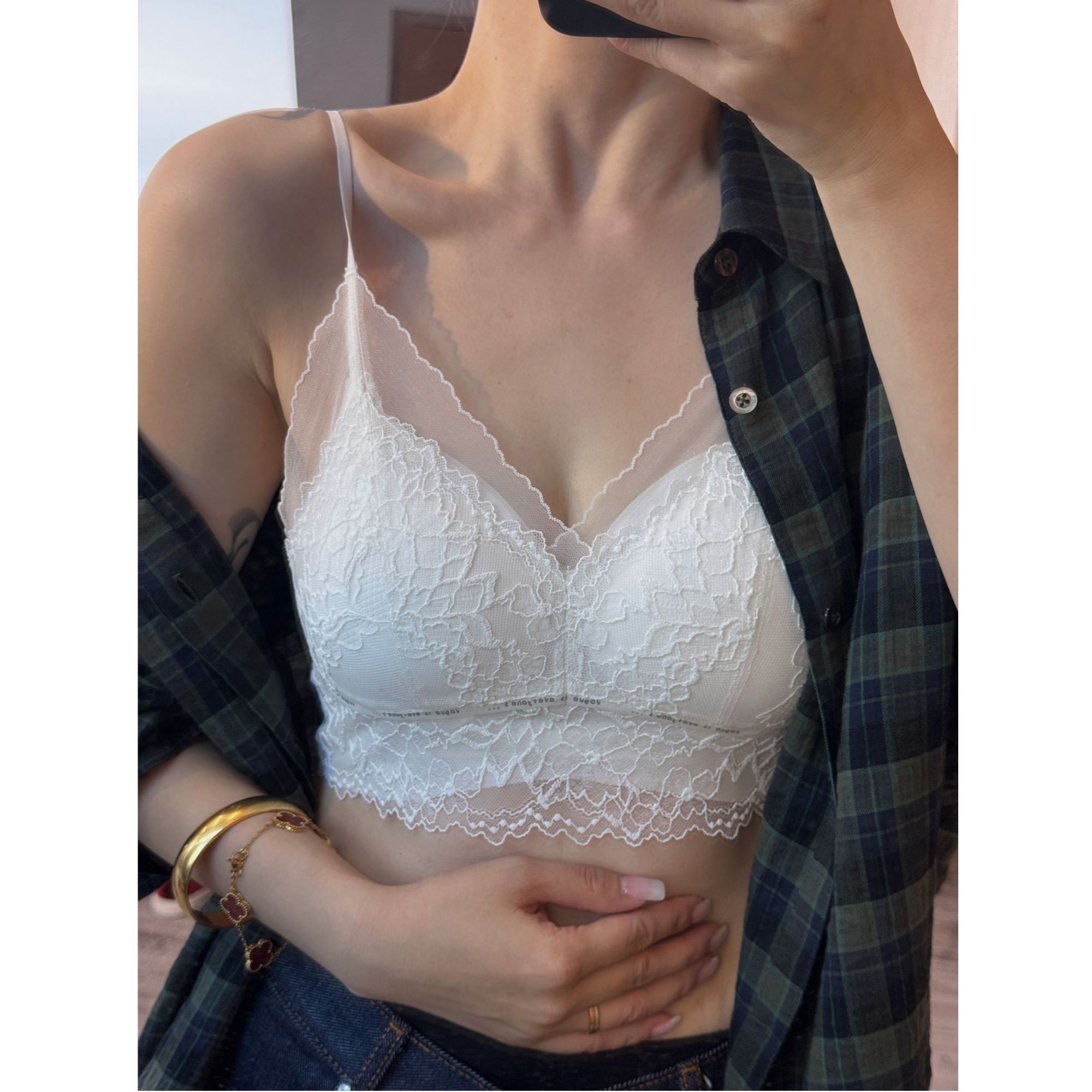 蕾丝网纱内衣无痕无钢圈吊带文胸