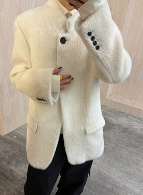 CHU楚妞[贝暖]苏力羊驼绒羊毛西装领短外套2025冬季新款女大衣