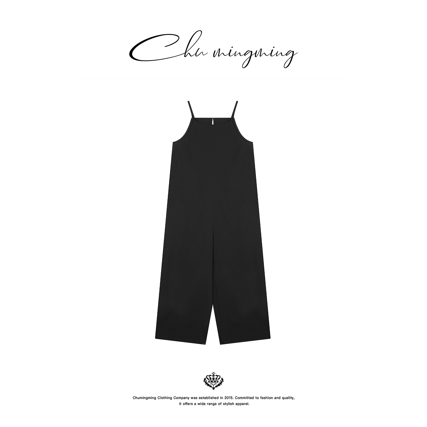 CHU楚妞[漫海]纯棉休闲裤2025夏季新款女直筒慵懒风吊带背带裤