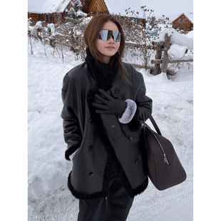 新款 拉贡羊毛皮毛一体双面皮草2025冬季 女外套大衣 双绒 CHU楚妞