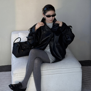 新款 蛋白皮大立领皮衣2025秋冬季 女机车夹克外套潮 冷菱 CHU楚妞