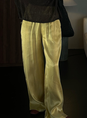 CHU楚妞[尔登]莱赛尔凉感松紧腰休闲裤子2025春夏季新款女阔腿裤