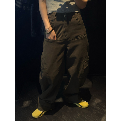 洗水棉春秋季新款女显瘦工装裤潮