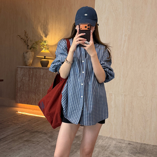 新款 CHU楚妞 2026春季 精纺棉字母格纹衬衫 女衬衣显瘦上衣 清格