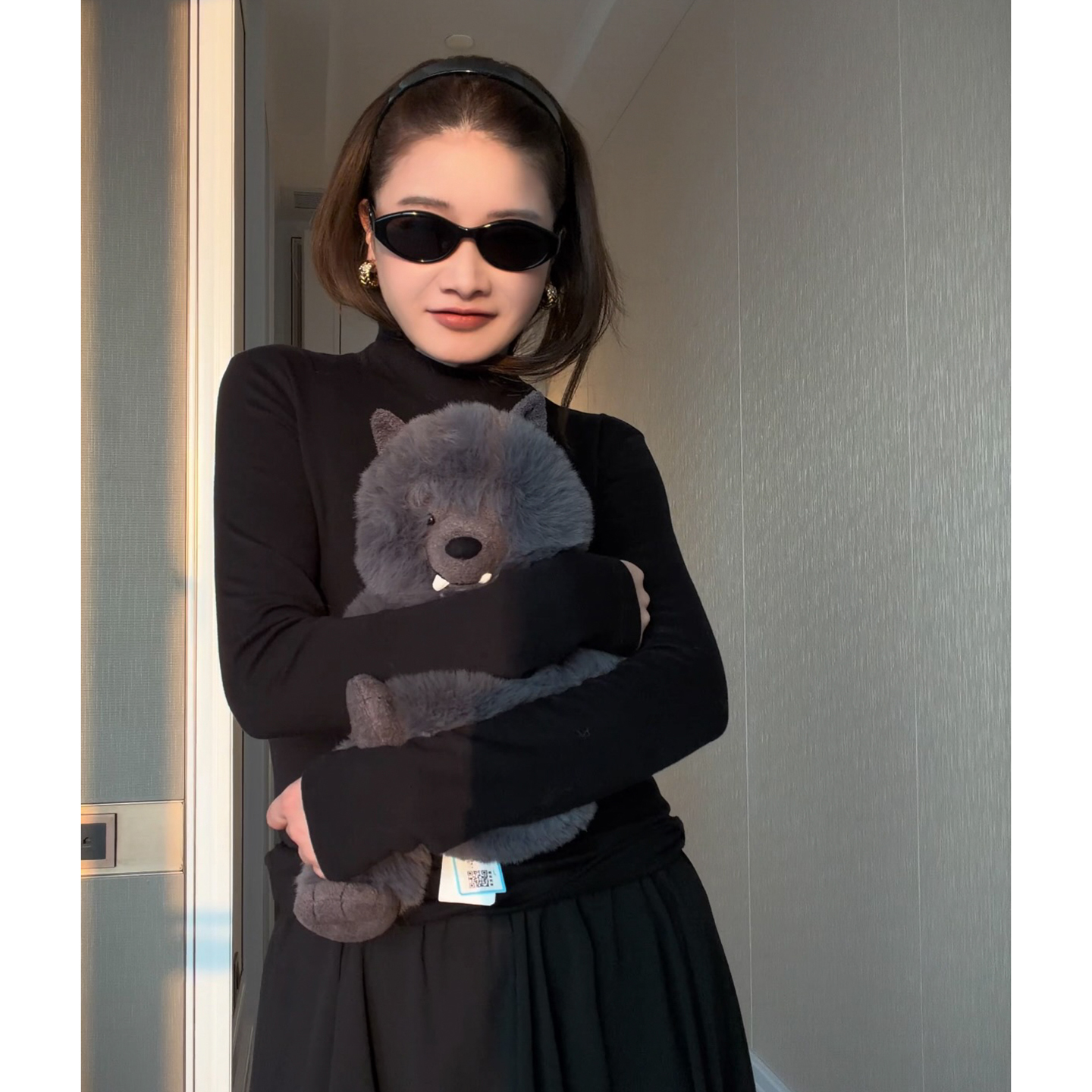 羊绒半高领长袖针织衫打底上衣