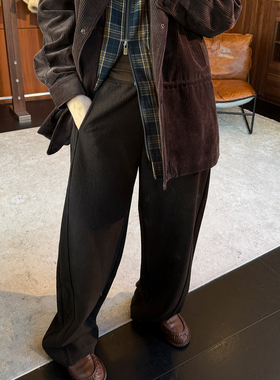 CHU楚妞[半月]桑蚕丝羊毛休闲长裤2025秋冬季新款女弯刀裤裤子