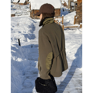 新款 天丝棉羊毛加绒短外套2025冬季 女中古夹克大衣 野绒 CHU楚妞