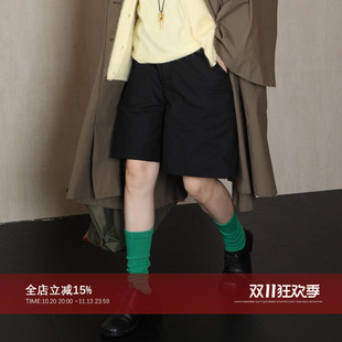 CHU楚妞[无束]纯棉五分西裤2026春季新款女直筒宽松阔腿休闲短裤