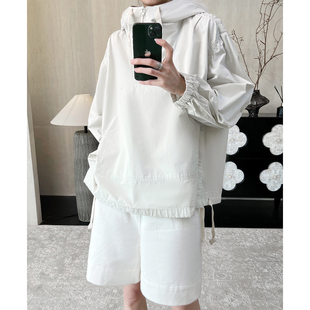 女美式 CHU楚妞 新款 纯棉连帽风衣春季 复古潮牌冲锋衣潮 结着