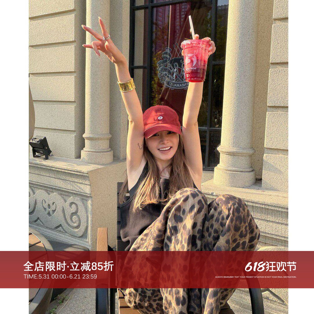 CHU楚妞【磨吉】复古豹纹阔腿裤女2026新款显瘦垂感慵懒休闲长裤