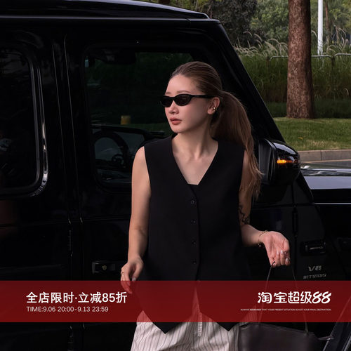醋酸无袖单排扣老钱风叠穿马甲