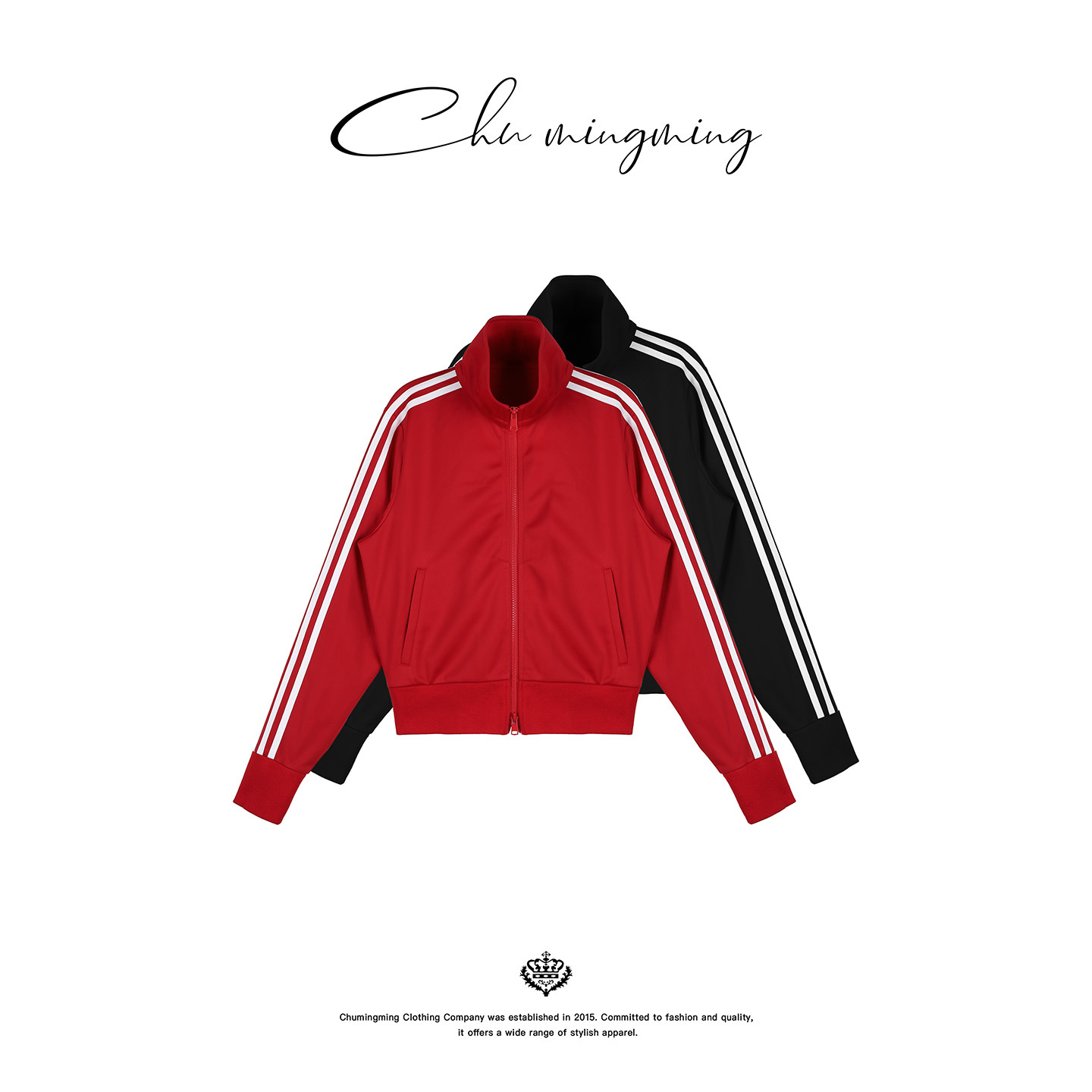 CHU楚妞[本悦]三条杠拼色拉链短外套2026春季新款女运动健身夹克,女装/女士精品,短外套,淘宝优惠券,粉丝福利购,淘宝优惠卷