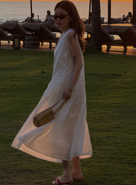 CHU楚妞[淇淋]纯棉刺绣A字连衣裙2026夏季新款女法式浪漫背心裙子