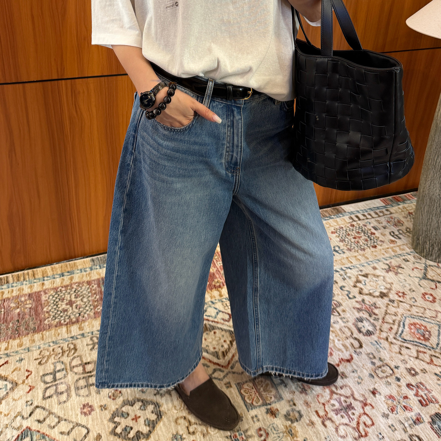 CHU楚妞[闲阔]纯棉洗水做旧牛仔休闲八分裤2026春夏季新款女裤子