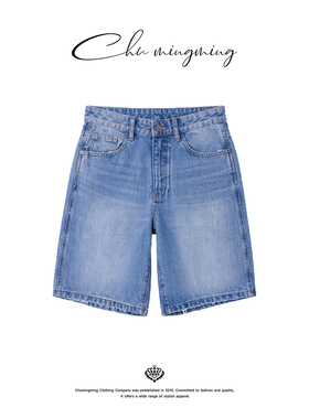 CHU楚妞[春风蓝]纯棉做旧牛仔休闲五分裤裤子JW268708