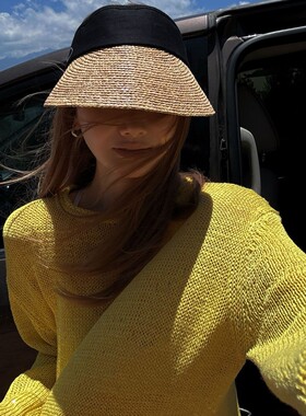 CHU楚妞【黄晞】薄款拼纱长袖t恤女2026新款夏季户外防晒黄色上衣