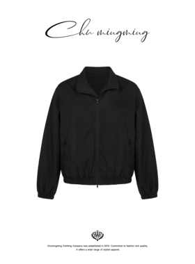 CHU楚妞[黑序]立领松紧收口短外套2026春季新款男女简约宽松夹克