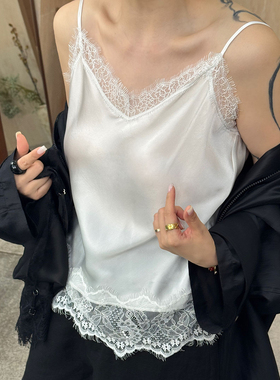 CHU楚妞真桑蚕丝蕾丝吊带2026夏季新款女丝滑透气舒适打底上衣