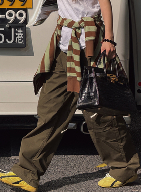 CHU楚妞[百搭伐木]休闲长裤2026春夏季新款女弯刀阔腿工装裤裤子