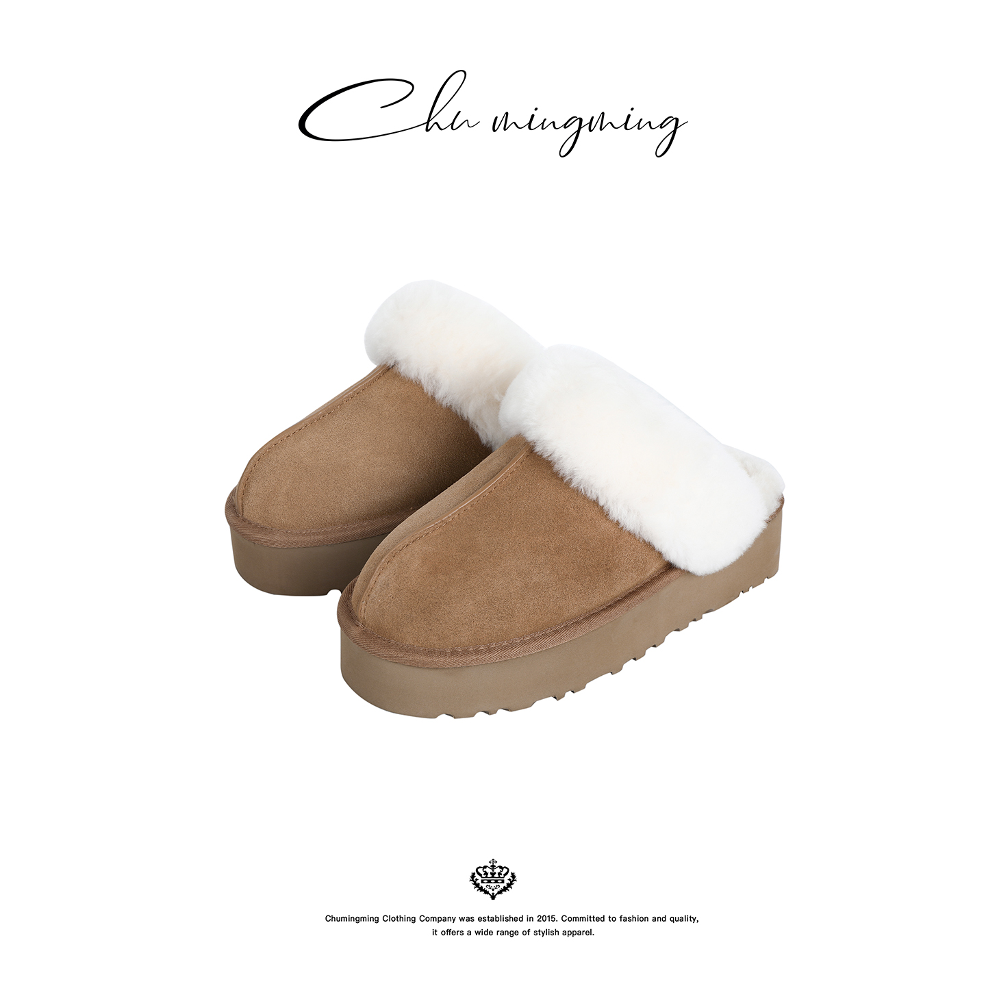 牛皮羊毛一体中筒保暖雪地拖鞋