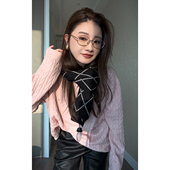 贝壳粉 绵羊毛26支麻花针织衫 2025秋冬季 CHU楚妞 新款 女宽松毛衣