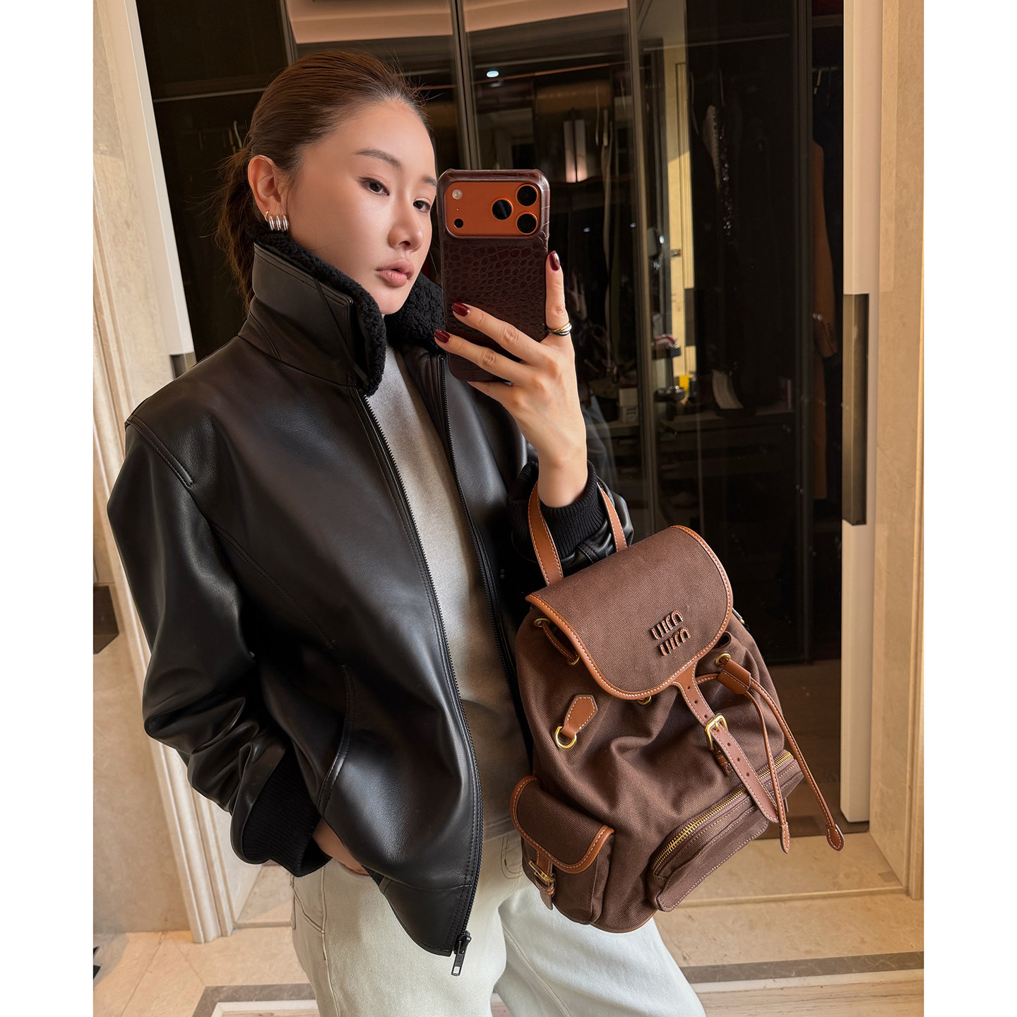 CHU楚妞[寒领]进口绵羊皮毛一体皮衣2025冬季新款女美式夹克外套