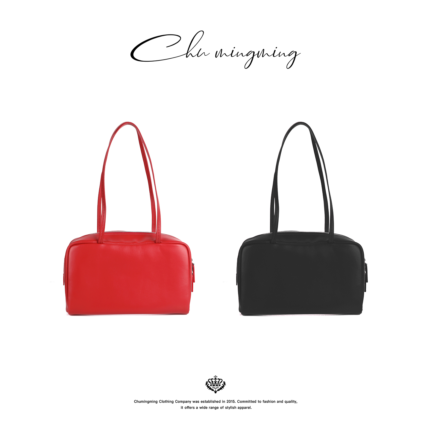 进口小羊皮极简轻奢纯色保龄球包